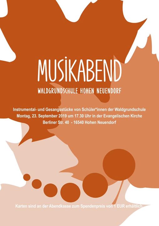 MUSIKABEND  #02
Am 23. September 2019 veranstalten wir zum zweiten Mal unseren M…